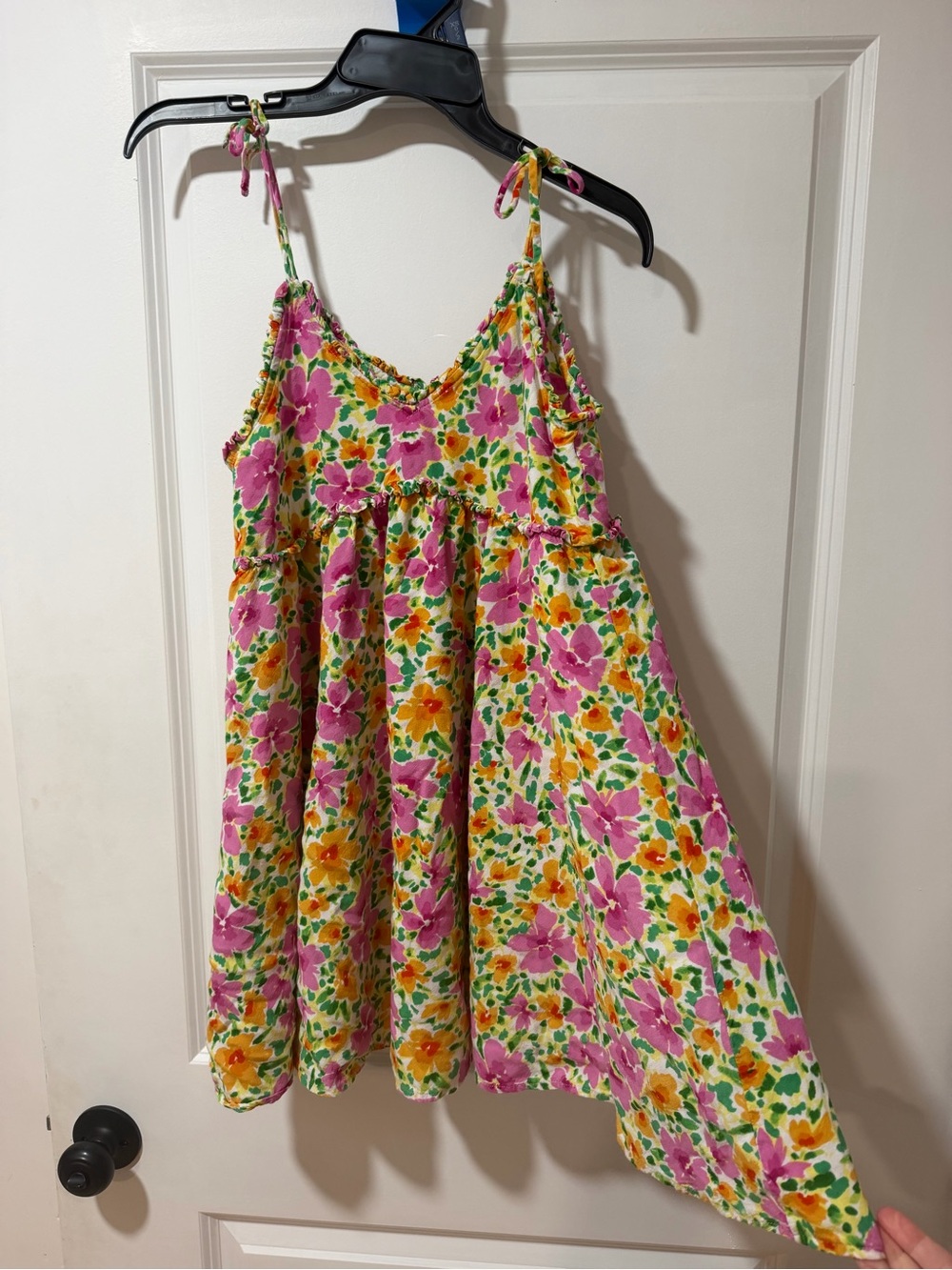Bright Floral Sundress with Pink & Yellow Blooms XS